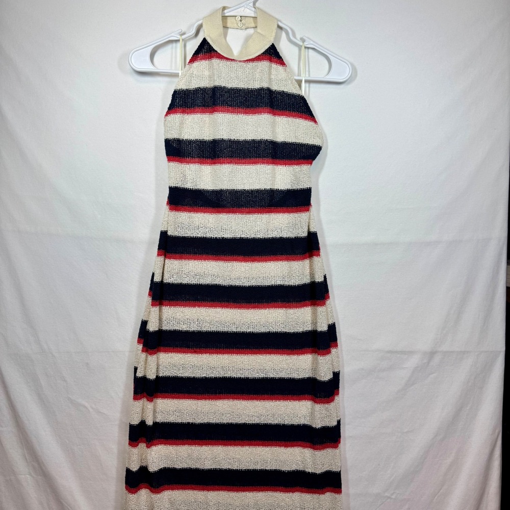 Zara‎ Striped Halter Maxi Dress Sleeveless Knit Casual Summer Size Medium NWT